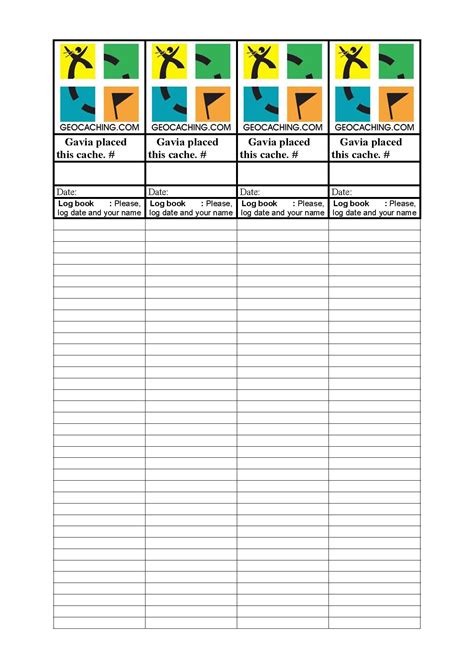 Geocaching Log Sheet Template Download