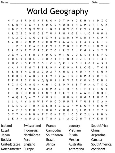 Geography Guru's Word Search