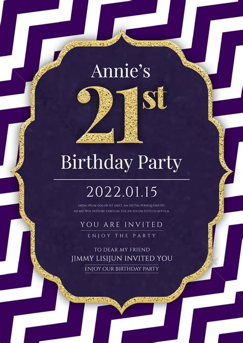 Geometric 21st Birthday Invitation Template