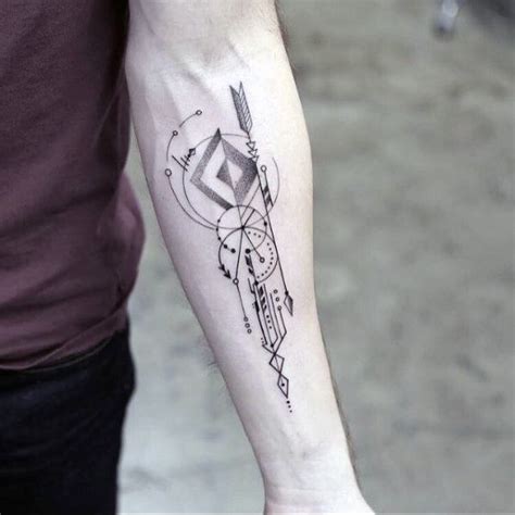 Geometric back forearm tattoo