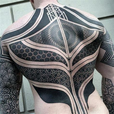 geometric back tattoo