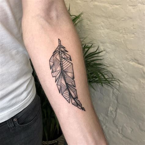 Geometric Feather Tattoo