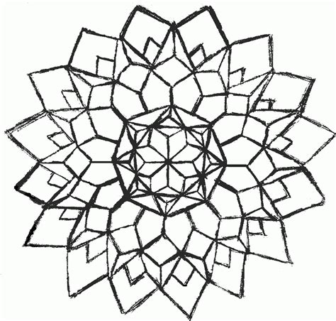 Geometric Flowers 2 Coloring Page