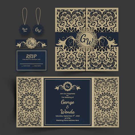 Geometric Laser Cut Wedding Invitation Template