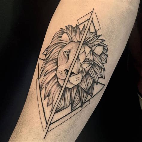 Geometric lion tattoo