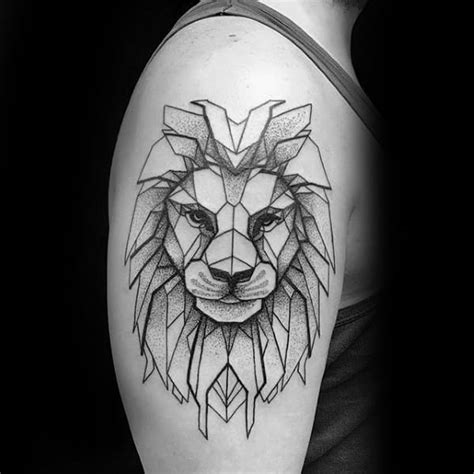 Geometric lion zodiac tattoo designs