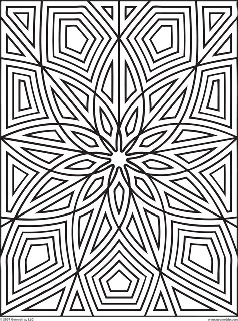 Geometric pattern coloring page with shapes and lines