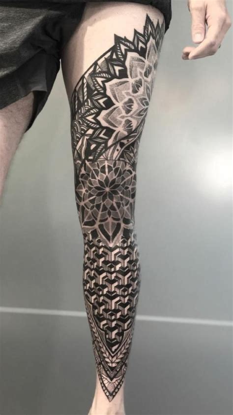 Geometric Pattern Leg Tattoo Template