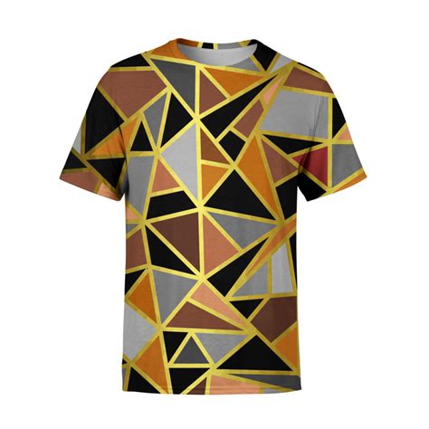 Geometric pattern design on a black t-shirt template