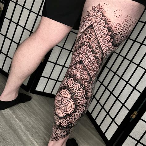 Geometric thigh tattoo designs