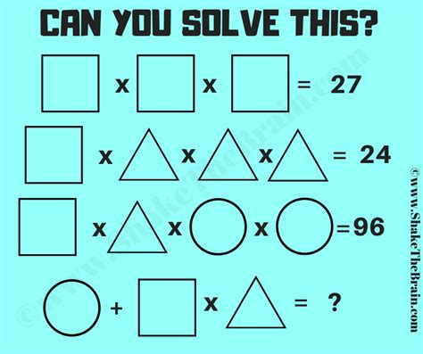 Geometry brain teasers for adults