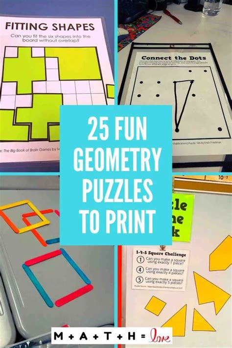 Printable geometry puzzles for kids and adults