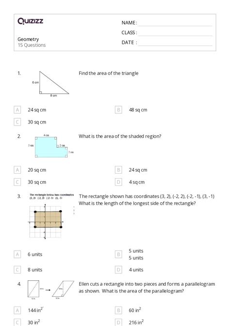 Geometry worksheets for 6th grade