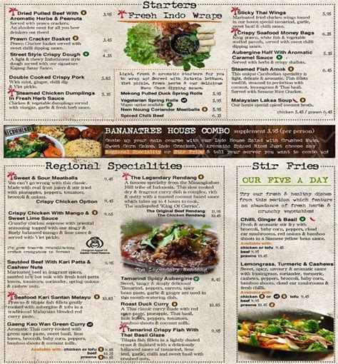 Check out the menu at the Georgetown Banana Tree