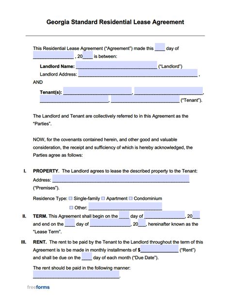 Georgia Lease Agreement Form