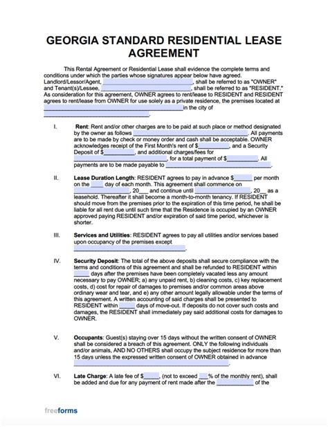 Georgia Lease Agreement PDF