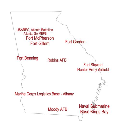 Georgia Military Bases and Installations Map