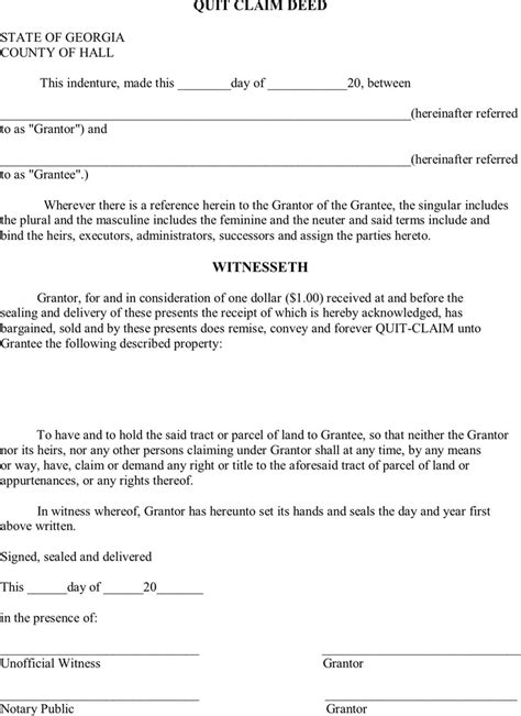 Georgia Quit Claim Deed Template 3