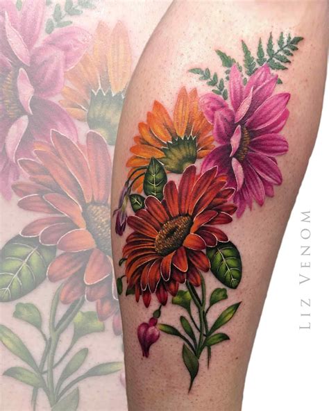 Gerbera daisy tattoos for women