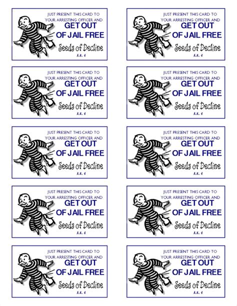 Get Out of Jail Free card printable template examples