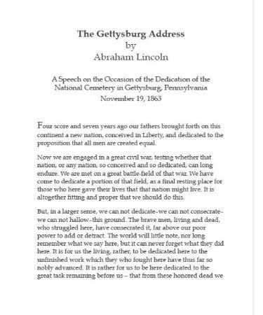 Gettysburg Address PDF Image