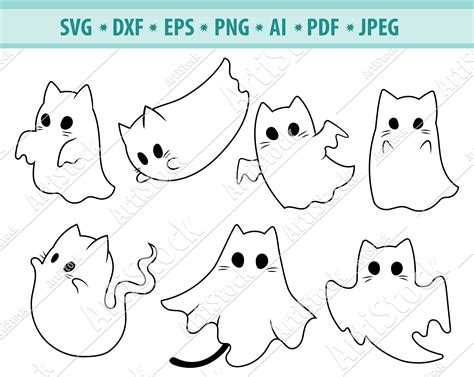 Ghostly Cat Silhouette Templates