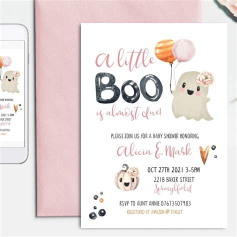 Ghostly Gathering Halloween Baby Shower Invitation