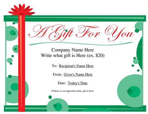 Gift card template 1