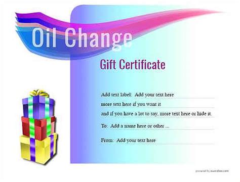 Gift Certificate for Oil Change