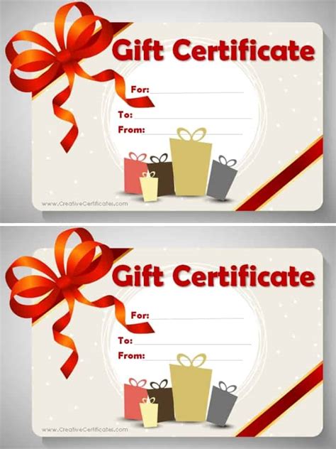 Gift Certificate Template Types