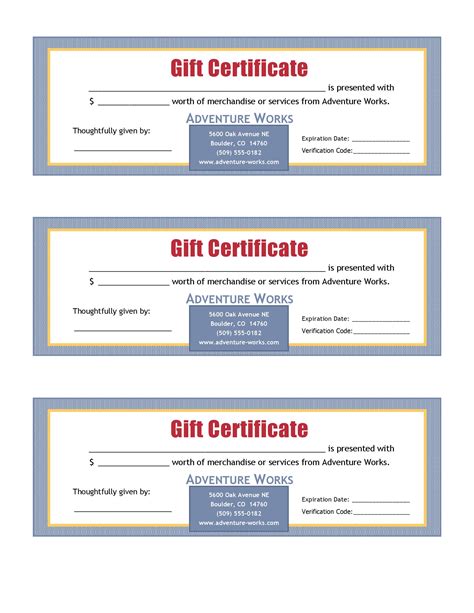 Gift Certificate Template Word