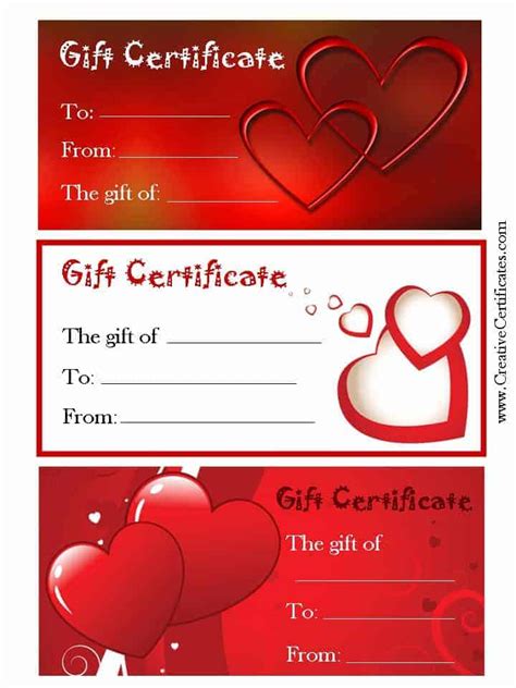 Gift Certificate Templates for Valentine's Day