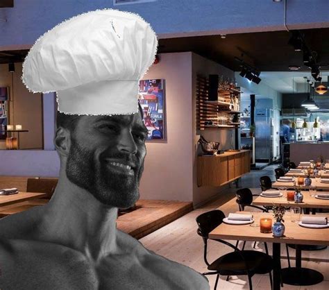 Giga Chad cooking dinner meme