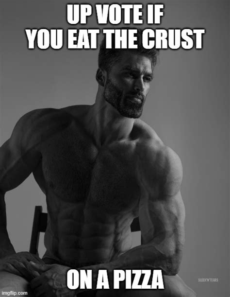 Giga Chad eating pizza meme