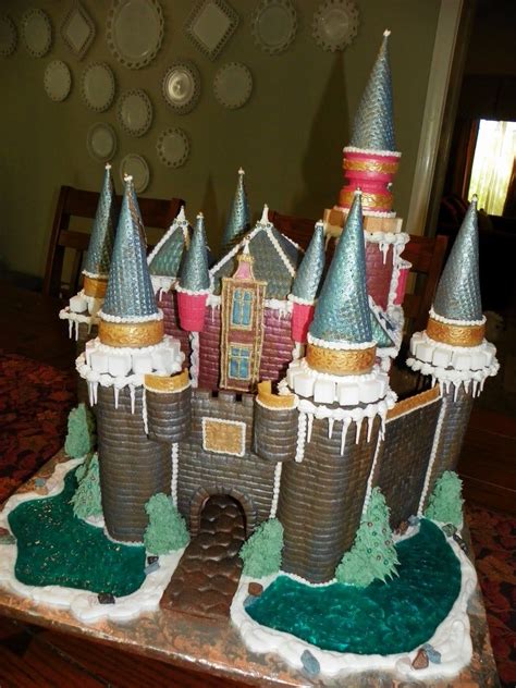 Gingerbread castle template with intricate details