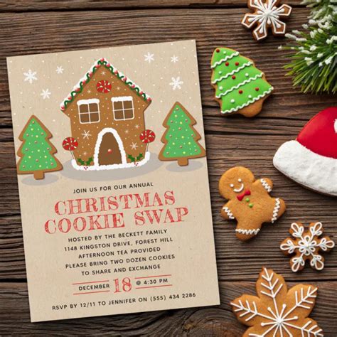 Gingerbread House Cookie Exchange Invitation