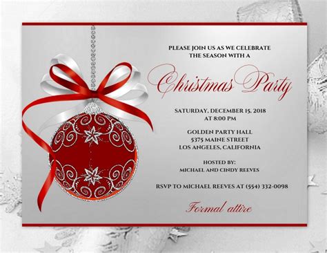 Glamorous Gold and Silver Christmas Party Invitation