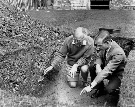 An excavation at Glastonbury Abbey, revealing the remains of the 12th-century church