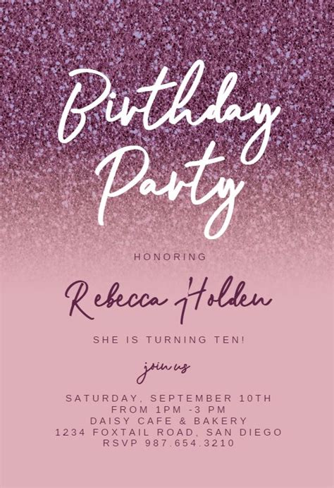 Glitter Birthday Invitation Template