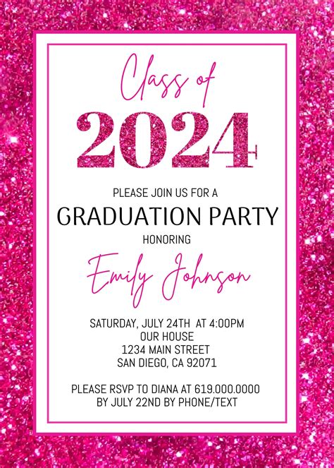 Glitter Graduation Invitation Template