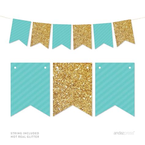 Glitter pennant template for glamorous party or event