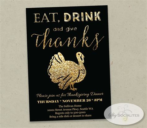 Glitter Thanksgiving Invitation Template