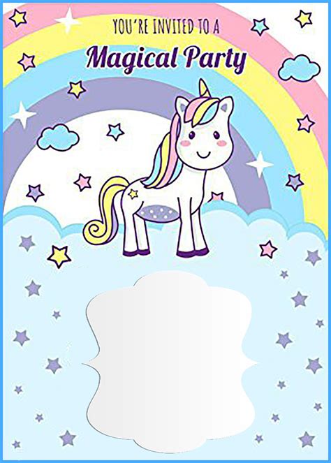 Glittery Unicorn Invitation Template