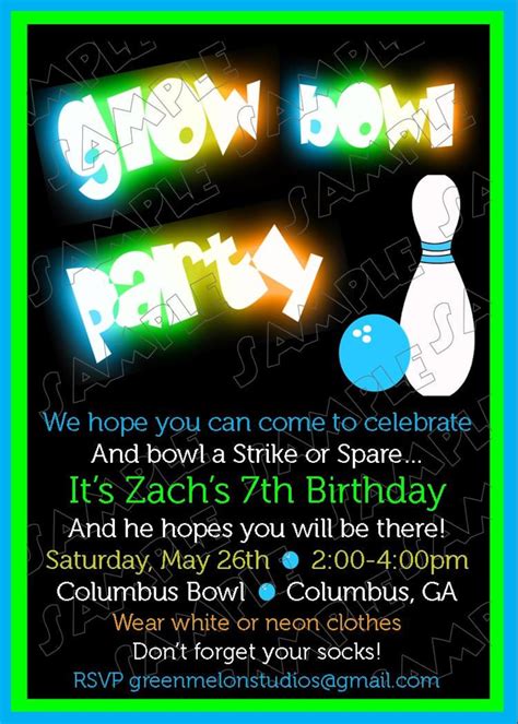 Glow-in-the-Dark Bowling Invitation Template