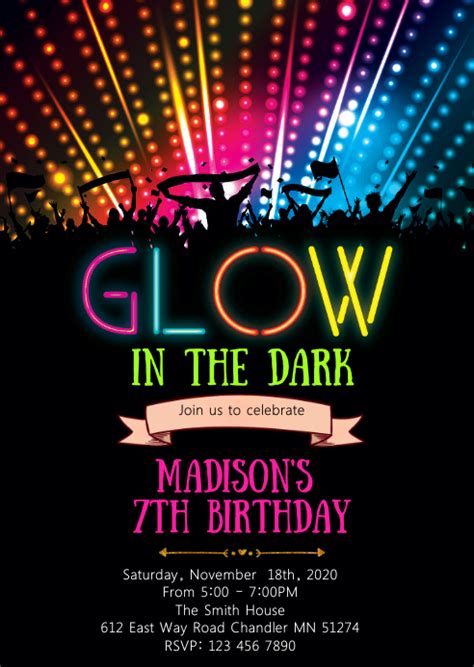 Glow Party Invitation Template