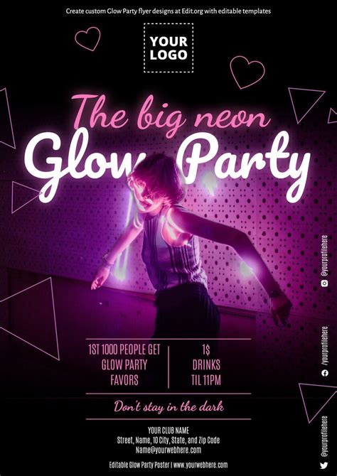 Glow Party Invitation Template Customization