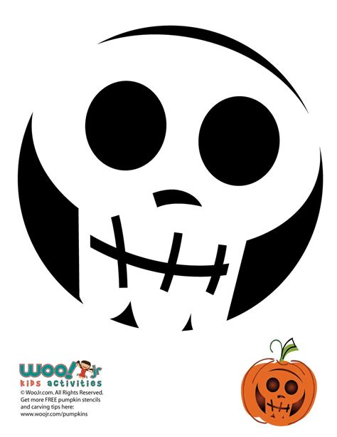 Glowing Eyes Skull Pumpkin Carving Template