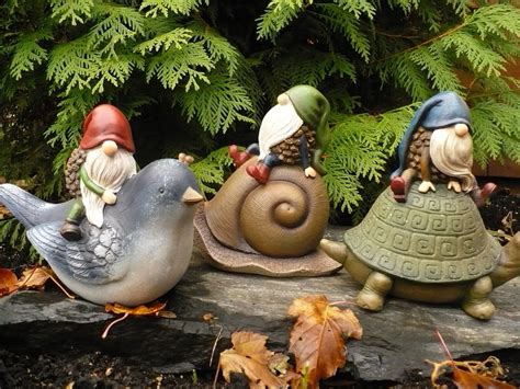 A gnome with a group of animals