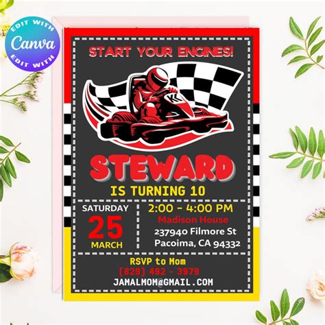 Go-kart invitation template 1