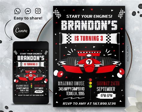 Go-kart invitation template 7